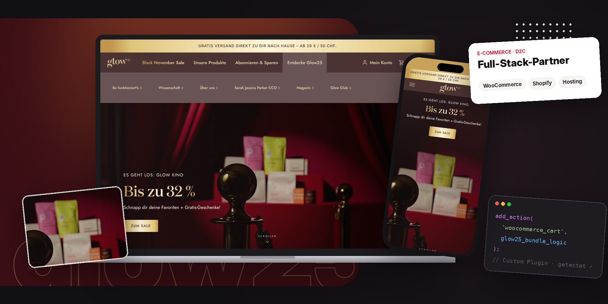 glow25.de auf Laptop und Smartphone