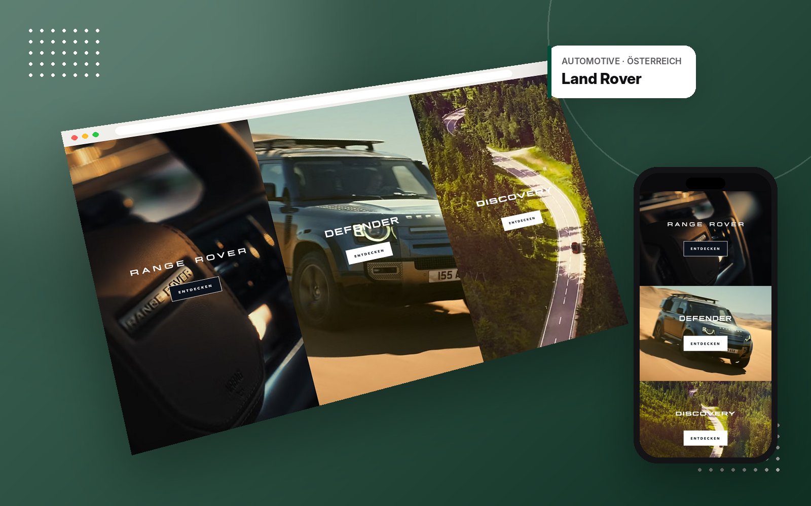 landrover.at auf Laptop und Smartphone